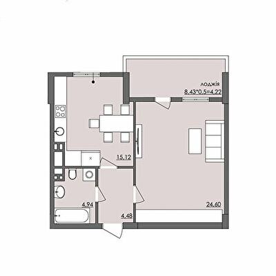1-комнатная 53.36 м² в ЖК Плаза Квартал от 18 450 грн/м², Херсон