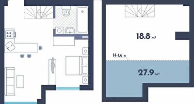 Двухуровневая 46.7 м² в ЖК Club House от 23 000 грн/м², Киев
