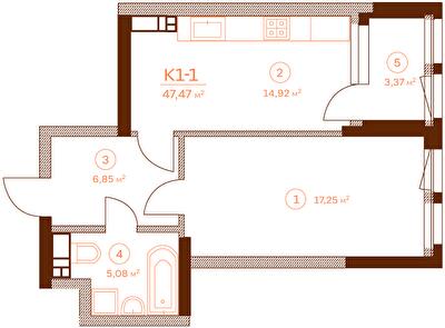 1-комнатная 47.47 м² в ЖК Stanford от 61 700 грн/м², Киев