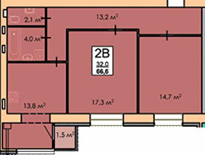 2-комнатная 66.6 м² в ЖК Andorra от 17 000 грн/м², Черкассы
