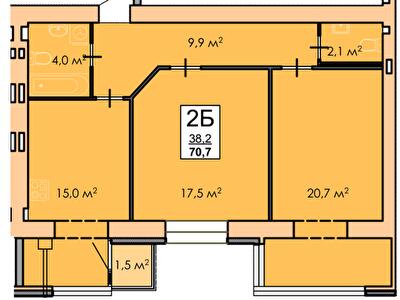 2-комнатная 70.7 м² в ЖК Andorra от 15 300 грн/м², Черкассы