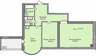 2-кімнатна 77.5 м² в ЖК Aqua Marine від 25 056 грн/м², Одеса