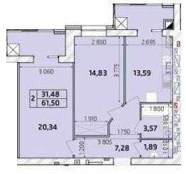 2-кімнатна 61.5 м² в ЖК Масани від 15 000 грн/м², Чернігів