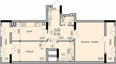 2-кімнатна 75.9 м² в ЖК Comfort Hall від 15 650 грн/м², Чернівці