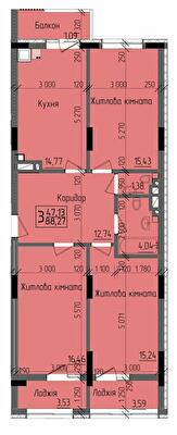 3-комнатная 88.27 м² в ЖК KromaxBud от 22 100 грн/м², Черновцы