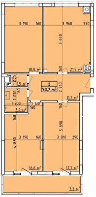 3-кімнатна 93.7 м² в ЖК Віденський Квартал від 18 500 грн/м², Чернівці