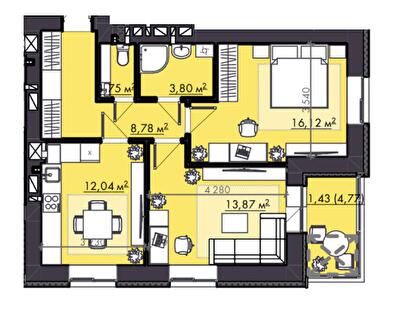 2-кімнатна 57.79 м² в ЖК FAMILY City від 16 000 грн/м², Рівне