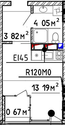1-комнатная 23.29 м² в Апарт-комплекс Sky River 2 от 40 000 грн/м², с. Вишенки