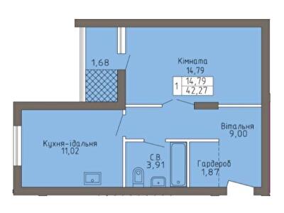 1-кімнатна 42.27 м² в ЖК Магнолія від 19 000 грн/м², Хмельницький
