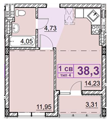 1-комнатная 38.3 м² в ЖК Идея от 20 000 грн/м², с. Гнедин