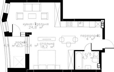 1-комнатная 54.4 м² в ЖК RYBALSKY от 55 723 грн/м², Киев
