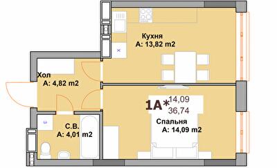 1-кімнатна 36.74 м² в ЖК Vyshgorod Sky від 21 500 грн/м², м. Вишгород