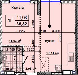 1-кімнатна 36.82 м² в ЖК Нові Теремки від 18 500 грн/м², с. Новосілки