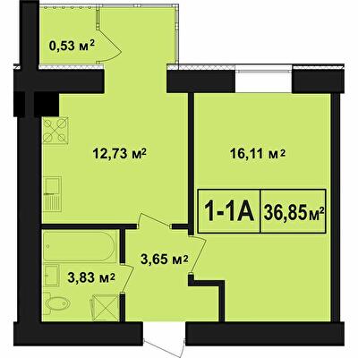 1-комнатная 36.85 м² в ЖК Покровский от 24 300 грн/м², пгт Гостомель