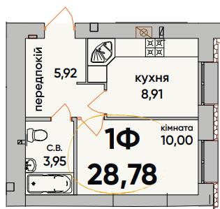 1-комнатная 28.78 м² в ЖК Continent Ray от 18 500 грн/м², г. Буча