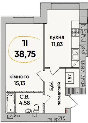 1-комнатная 38.75 м² в ЖК Continent Ray от 20 000 грн/м², г. Буча