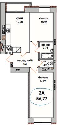 2-комнатная 56.77 м² в ЖК Continent Ray от 19 600 грн/м², г. Буча