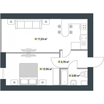 1-комнатная 37.83 м² в ЖК Idilika от 21 850 грн/м², г. Буча
