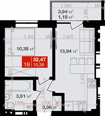 1-кімнатна 32.47 м² в ЖК Авантаж 247 від 19 700 грн/м², м. Буча