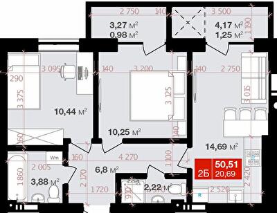 2-комнатная 50.51 м² в ЖК Авантаж 247 от 20 200 грн/м², г. Буча