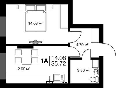 1-комнатная 35.7 м² в ЖК Irpin City от 22 600 грн/м², г. Ирпень