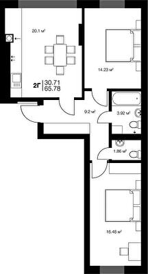 2-комнатная 65.8 м² в ЖК Irpin City от 22 350 грн/м², г. Ирпень