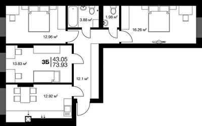 3-кімнатна 73.9 м² в ЖК Irpin City від 19 550 грн/м², м. Ірпінь