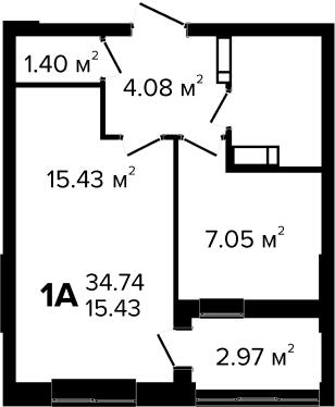 1-комнатная 34.74 м² в ЖК Irpin City от 21 250 грн/м², г. Ирпень
