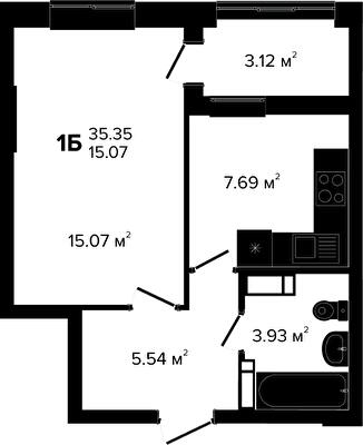 1-комнатная 35.35 м² в ЖК Irpin City от 21 250 грн/м², г. Ирпень