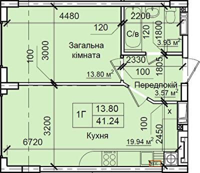1-комнатная 41.24 м² в ЖК Петровский квартал от 14 500 грн/м², с. Святопетровское
