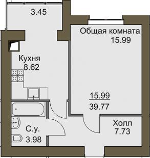 1-комнатная 39.77 м² в ЖК Софиевский квартал от 21 000 грн/м², с. Софиевская Борщаговка