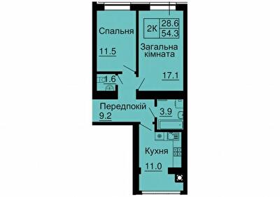 2-комнатная 54.3 м² в ЖК София Резиденс от 28 000 грн/м², с. Софиевская Борщаговка