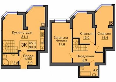 Двухуровневая 98 м² в ЖК София Сити от 32 000 грн/м², с. Софиевская Борщаговка