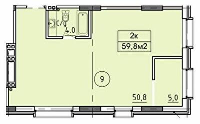 2-комнатная 59.8 м² в ЖК West Hall от 25 000 грн/м², Днепр