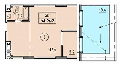 2-комнатная 64.9 м² в ЖК West Hall от 25 000 грн/м², Днепр