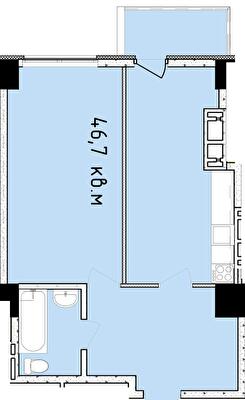 1-кімнатна 46.7 м² в ЖК Баку від 32 200 грн/м², Дніпро