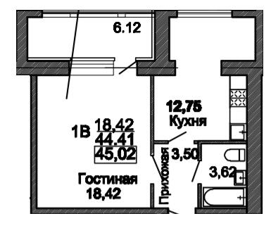 1-кімнатна 45.02 м² в ЖК Пролісок від 22 350 грн/м², Дніпро