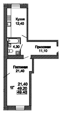 1-комнатная 49.4 м² в ЖК Пролисок от 24 400 грн/м², Днепр