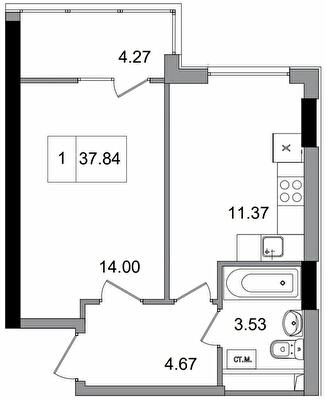 1-комнатная 37.84 м² в ЖГ ARTVILLE от 18 200 грн/м², пгт Авангард