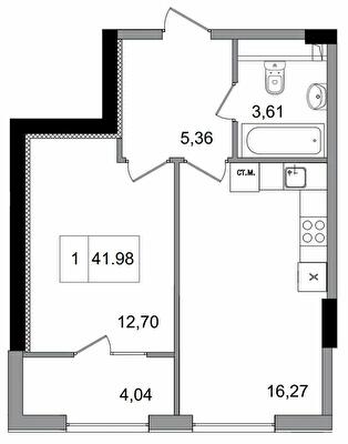 1-комнатная 41.98 м² в ЖГ ARTVILLE от 18 200 грн/м², пгт Авангард