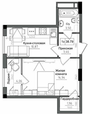 1-комнатная 38.79 м² в ЖГ ARTVILLE от 22 900 грн/м², пгт Авангард