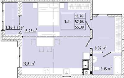 1-комнатная 55.38 м² в ЖК Modern от 24 150 грн/м², Одесса