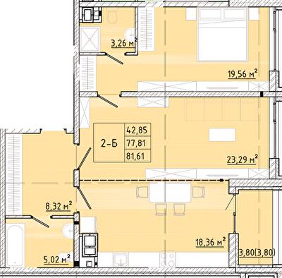 2-кімнатна 81.61 м² в ЖК Modern від 24 150 грн/м², Одеса