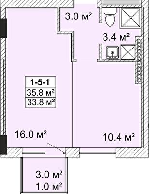 1-кімнатна 35.8 м² в ЖК SMART City-2 від 19 150 грн/м², Одеса