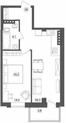 1-комнатная 46.2 м² в ЖК Дом на Мещанской от 34 250 грн/м², Одесса