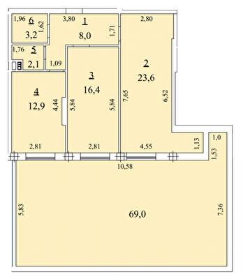 2-комнатная 66.2 м² в ЖК Лотос Холл от 25 550 грн/м², Одесса