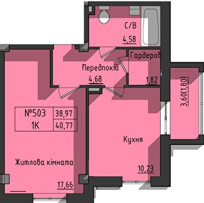 1-комнатная 40.77 м² в ЖК Сокол от 32 350 грн/м², Одесса