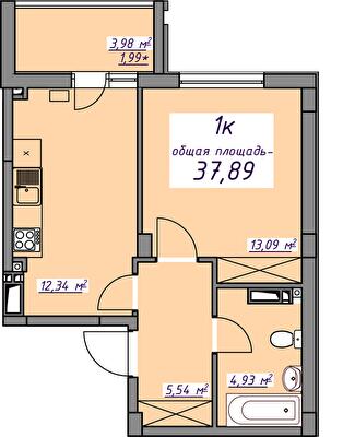 1-комнатная 37.89 м² в ЖМ Седьмое Небо от 15 900 грн/м², пгт Авангард