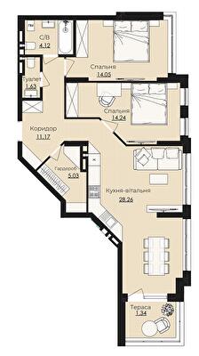 3-комнатная 79.84 м² в ЖК Royal Park от 16 900 грн/м², г. Дубляны