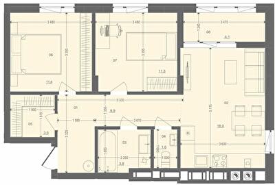 2-комнатная 63.64 м² в ЖК Этно Дом от 18 000 грн/м², с. Горишний